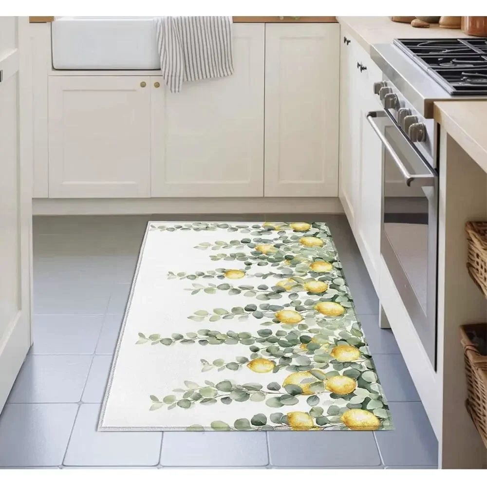 Lemon Eucalyptus Kitchen Rug 2’ x 3’ Non-Slip Washable Absorbent Floor Mat